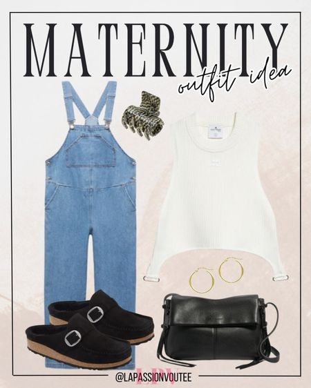 Elevate your summer maternity style with denim overalls and a trendy suspenders crop top. Add hoop earrings, a jaw clip, a leather crossbody bag, and comfy mules to complete this effortlessly chic look. Perfect for the modern mom-to-be who loves staying fashionable and functional!

#LTKBump #LTKStyleTip #LTKSeasonal