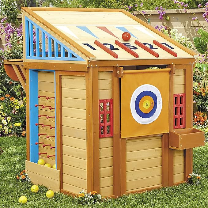 Little Tikes Real Wood Adventures 5-in-1 Game House, Outdoor Wood Game Playhouse for All Kids, Bo... | Amazon (US)