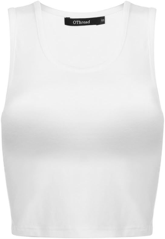 OThread & Co. Women's Basic Crop Tops Stretchy Casual Scoop Neck Sleeveless Crop Tank Top | Amazon (US)