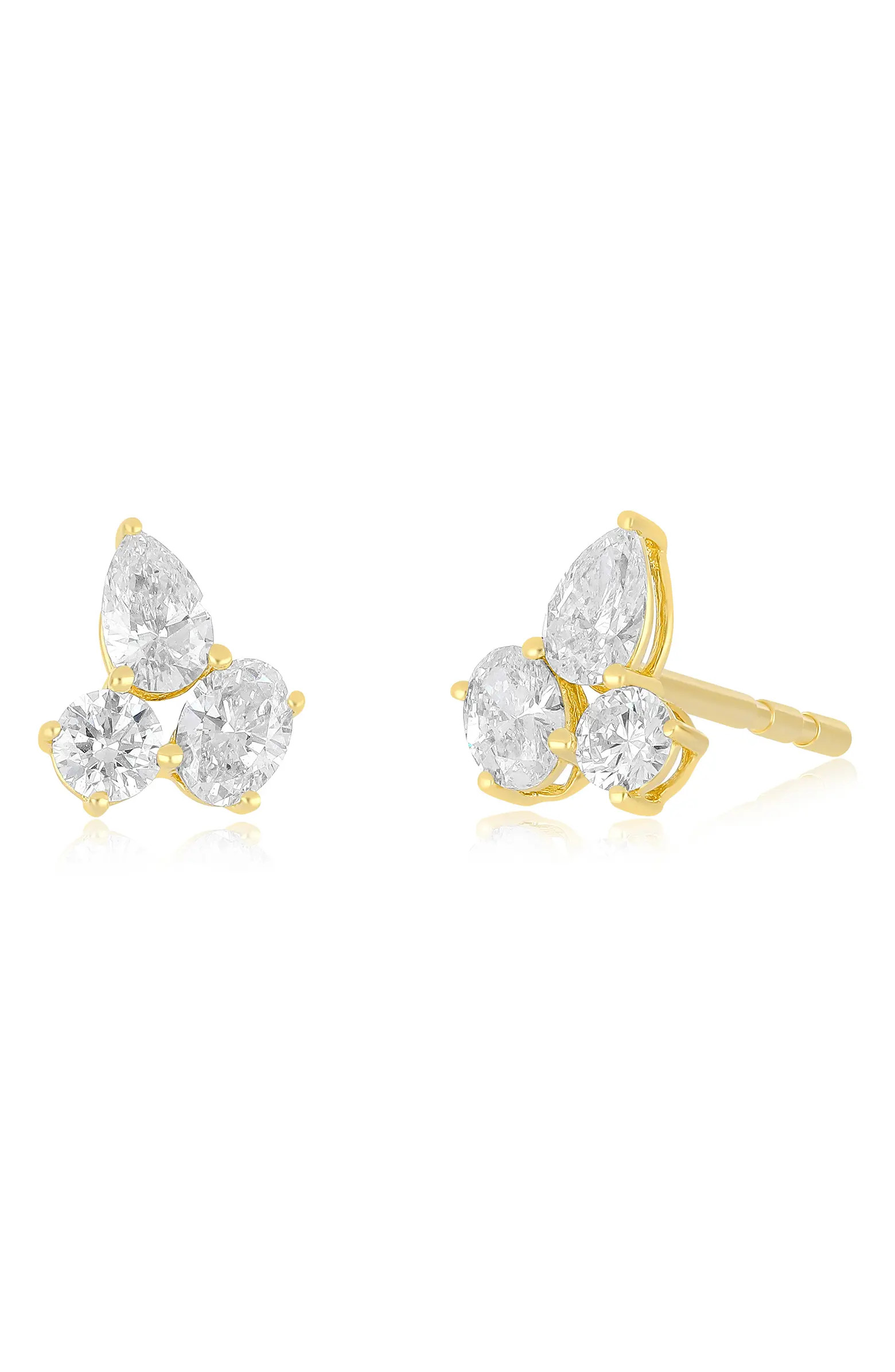 EF Collection Triple Diamond Cluster Stud Earrings | Nordstrom | Nordstrom