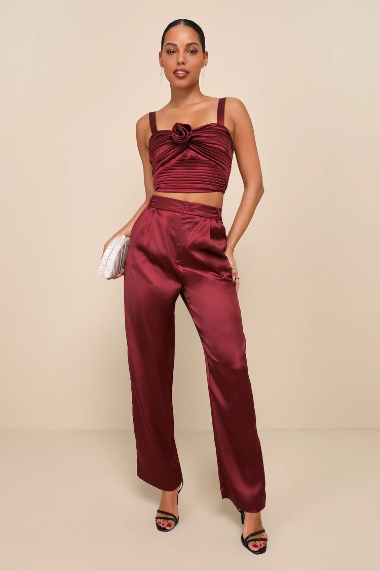 Flawless Behavior Burgundy High Rise Straight Leg Pants
            Lulus
         $59
        Pr... | Lulus