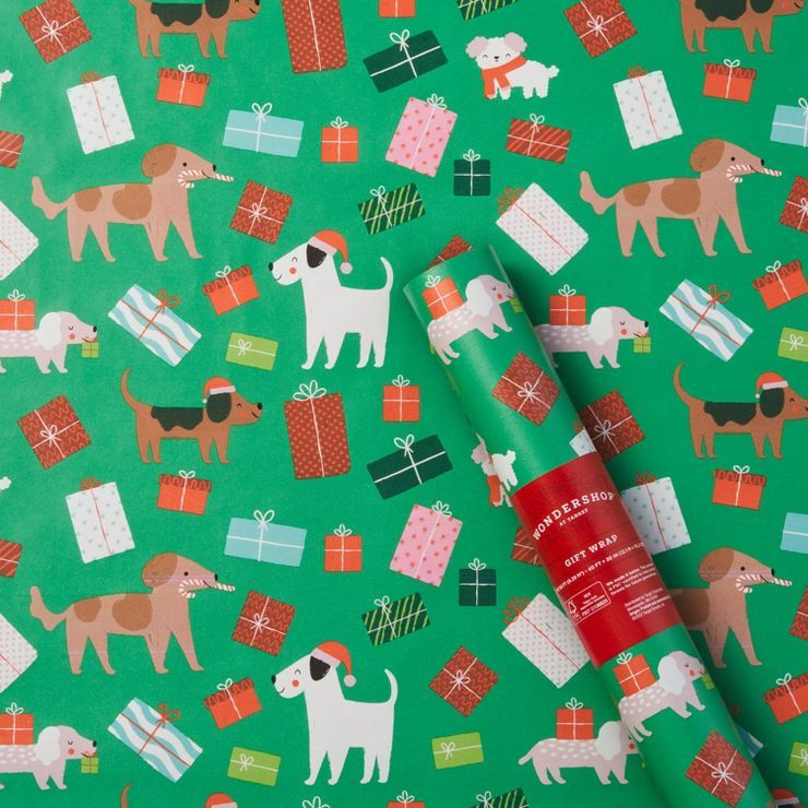 100 sq ft Dogs with Presents Gift Wrap - Wondershop™ | Target