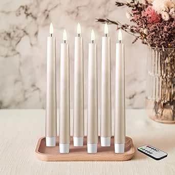 Eywamage Nude Flickering Flameless Taper Candles with Remote, Real Wax Battery Operated LED Candl... | Amazon (US)