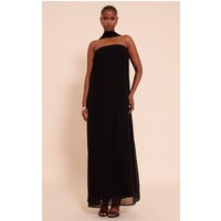 Black Chiffon Scarf Detail Bandeau Column Dress | PrettyLittleThing US