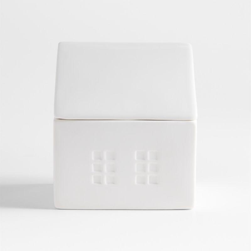 White Ceramic House 1-Wick Holiday Scented Candle - Balsam and Peppermint + Reviews | Crate & Bar... | Crate & Barrel
