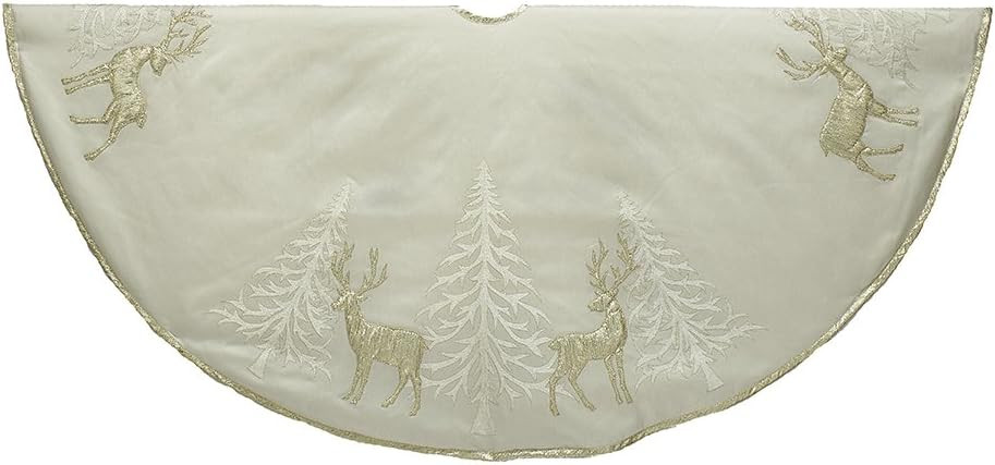 Kurt Adler 48" Gold Tree and Reindeer Applique Treeskirt, Polyester | Amazon (US)