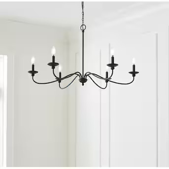 allen + roth Providence 6-Light Black Traditional Linear Hanging Pendant Light | Lowe's