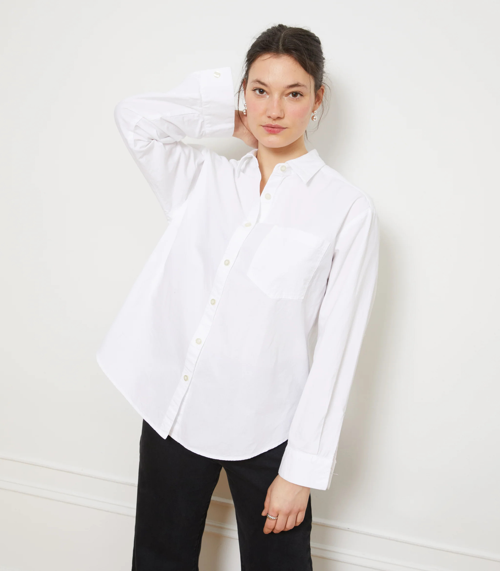 Diana Relaxed Button Up Shirt - White | Loup