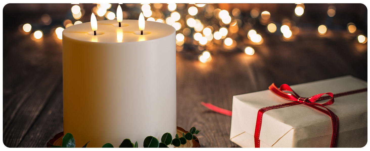 6" x 6" Extra Large Outdoor Waterproof Flameless Candle with 3 Wick, Ivory Plastic Battery Operat... | Amazon (US)