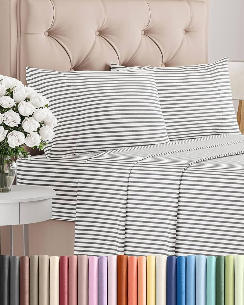 Queen Size 4 Piece Sheet Set - Comfy Breathable & Cooling Sheets - Hotel Luxury Bed Sheets for Wo... | Amazon (US)
