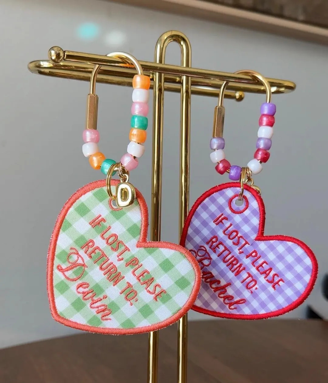 Personalized Embroidered Heart Bag Tag | Custom Name Luggage Charm | Etsy (US)