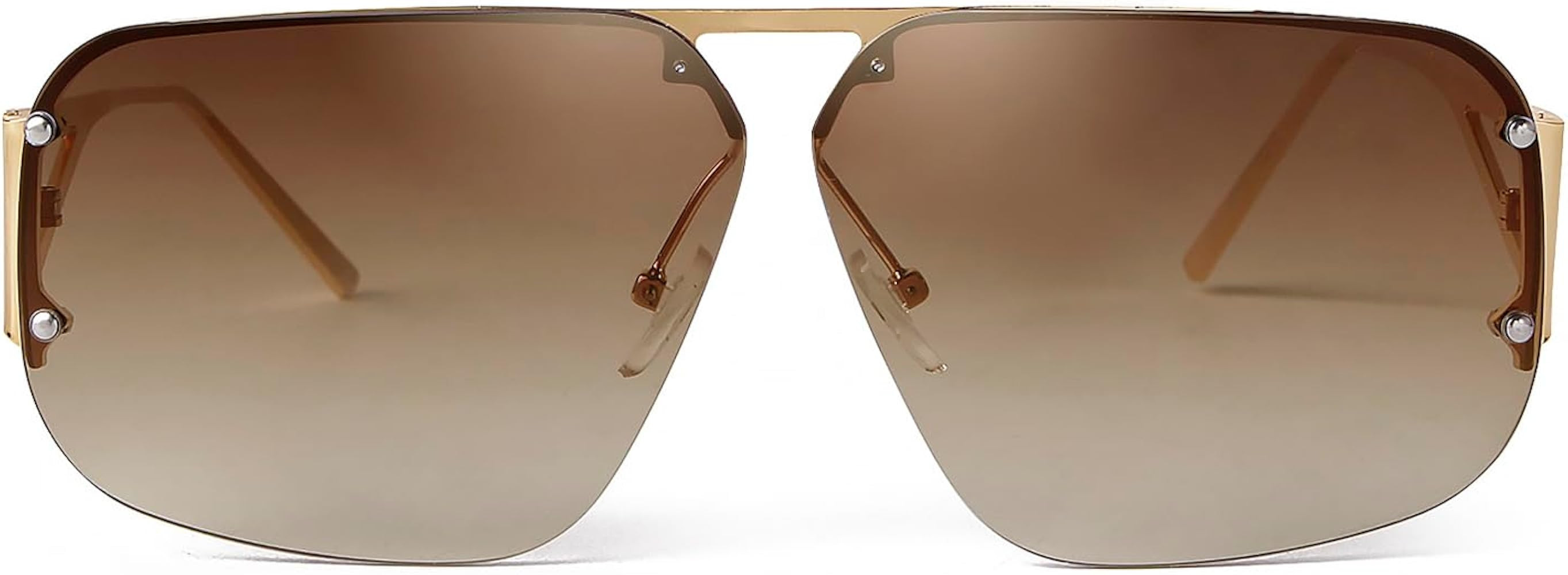 ADE WU Rimless Aviator Sunglasses for Women Mens Oversized Gold Metal Frameless Pilot Shades Lent... | Amazon (US)