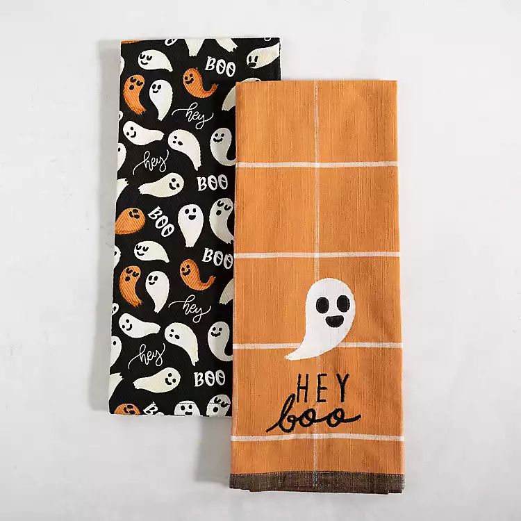 New! Halloween Hey Boo Kitchen Towels, Set of 2 | Kirkland's Home