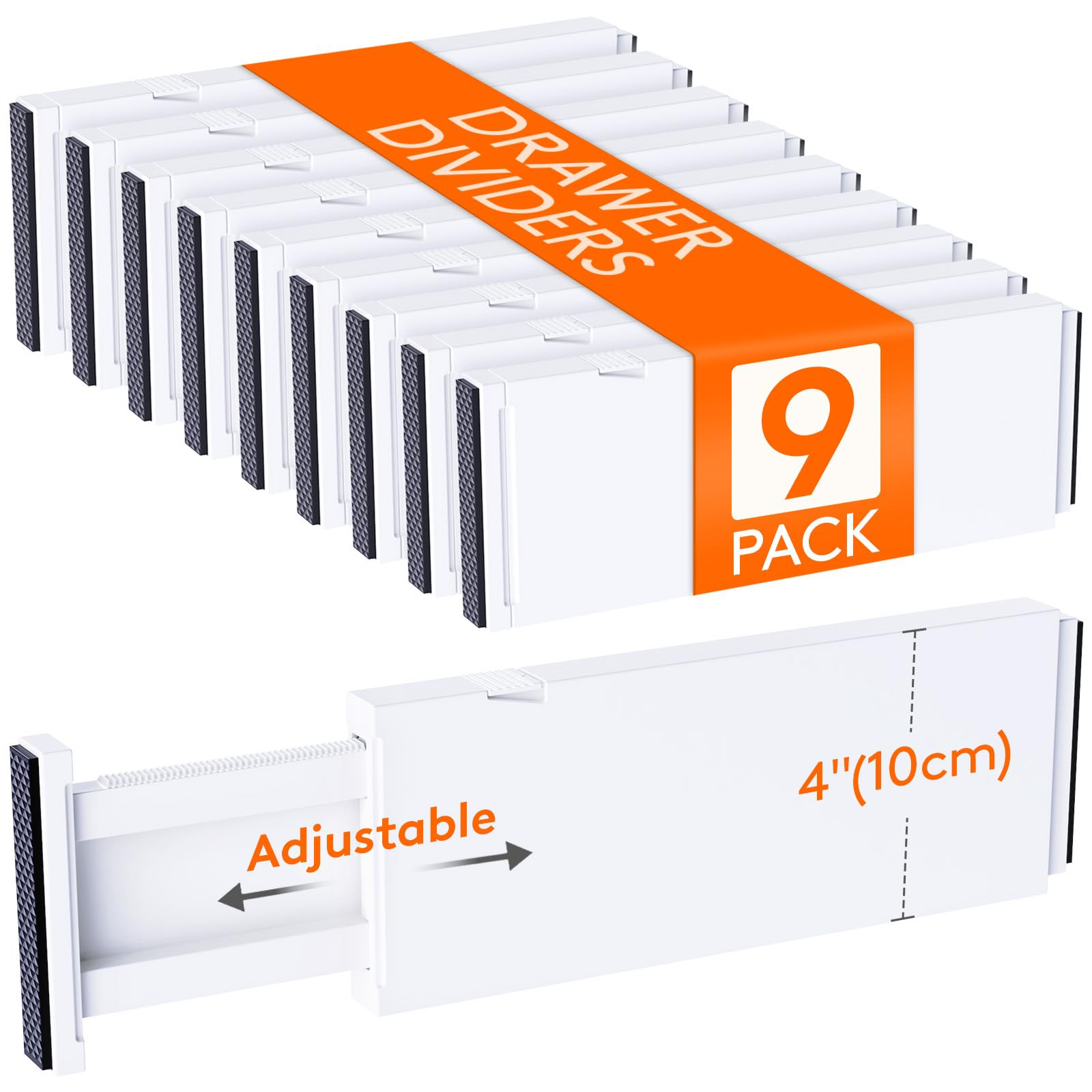 Lifewit 9 Pack Drawer Dividers 4" High, 11-17" Adjustable Drawer Organizers for Clothes, Expandab... | Amazon (US)