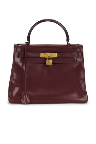 hermes Hermes 1978 Box Kelly 28 Handbag in Bordeaux - Burgundy. Size all. | FWRD 