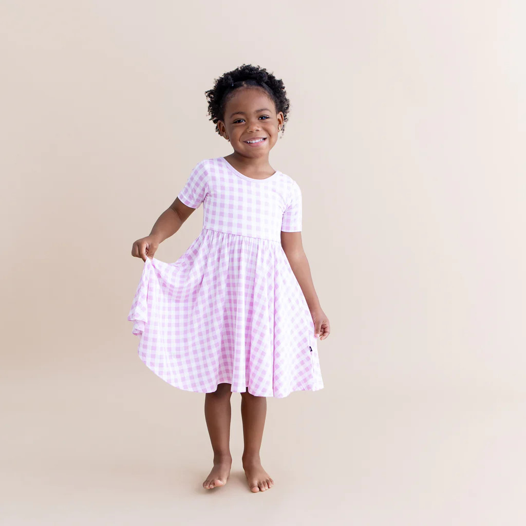 Twirl Dress in Gingham Thistle | Kyte Baby