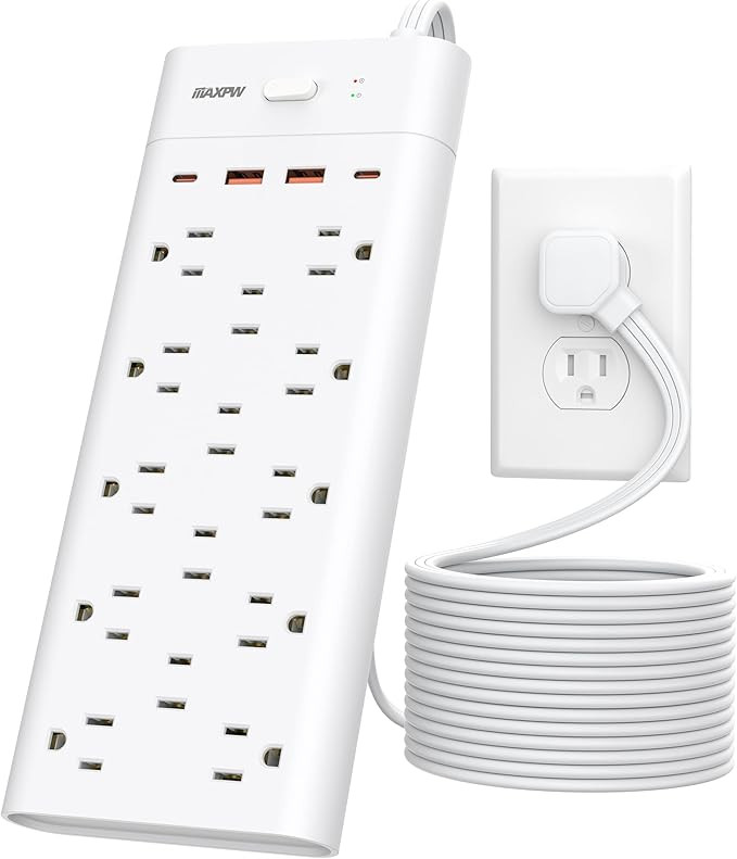 Power Strip Surge Protector Outlet Extender with 14 Outlets and 4 USB Ports (2 USB C), 15 Ft Exte... | Amazon (US)