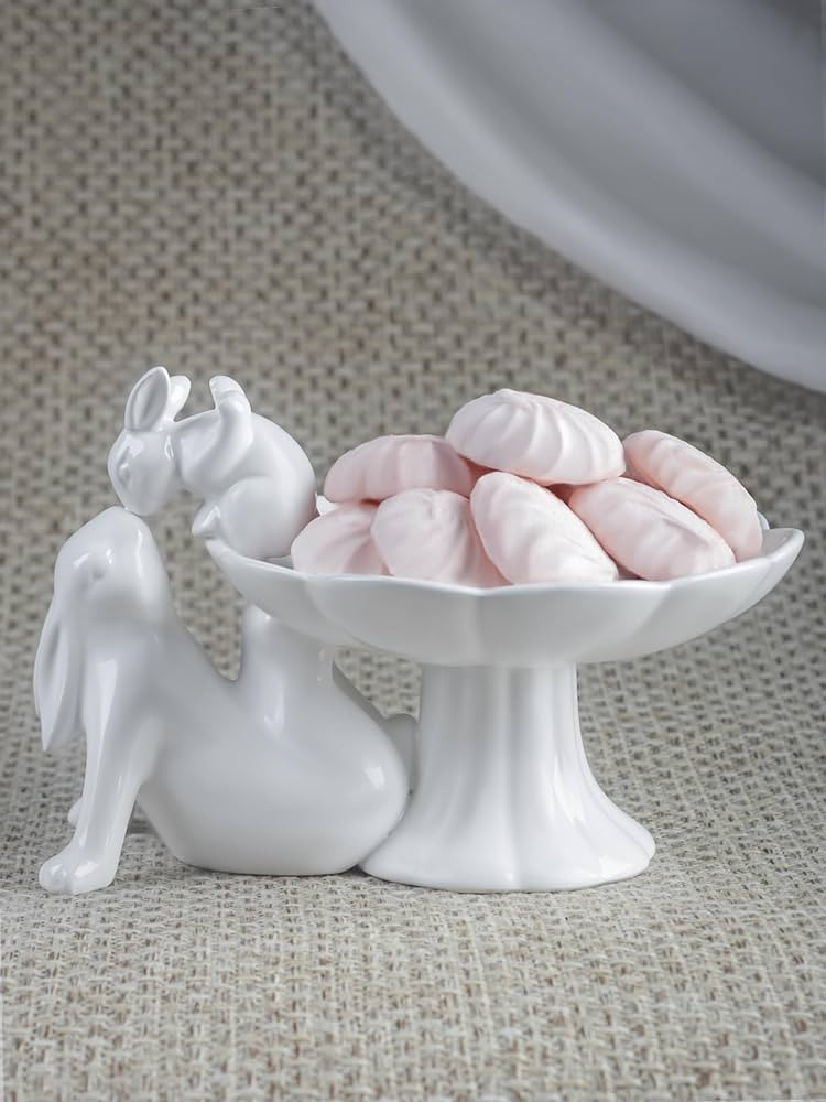 Candy servers bowl "Kissing bunnies". Bunny platter, easter dishes, bunny plates, ceramic bunny, ... | Amazon (US)