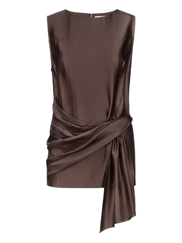 LouLou De Saison Fonda Striped Draped Top | Brown | FARFETCH BR | Farfetch (BR)