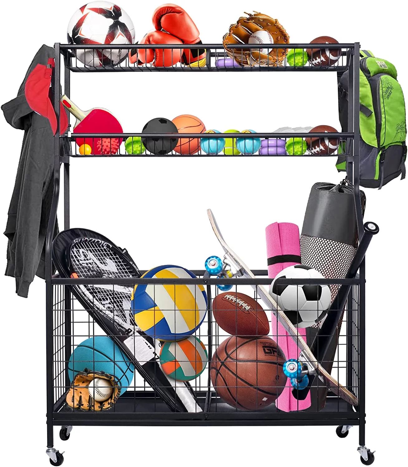 Techvida Sports Equipment Organizer, Ball Storage Rack, Garage Ball Storage, Sports Gear Storage,... | Walmart (US)