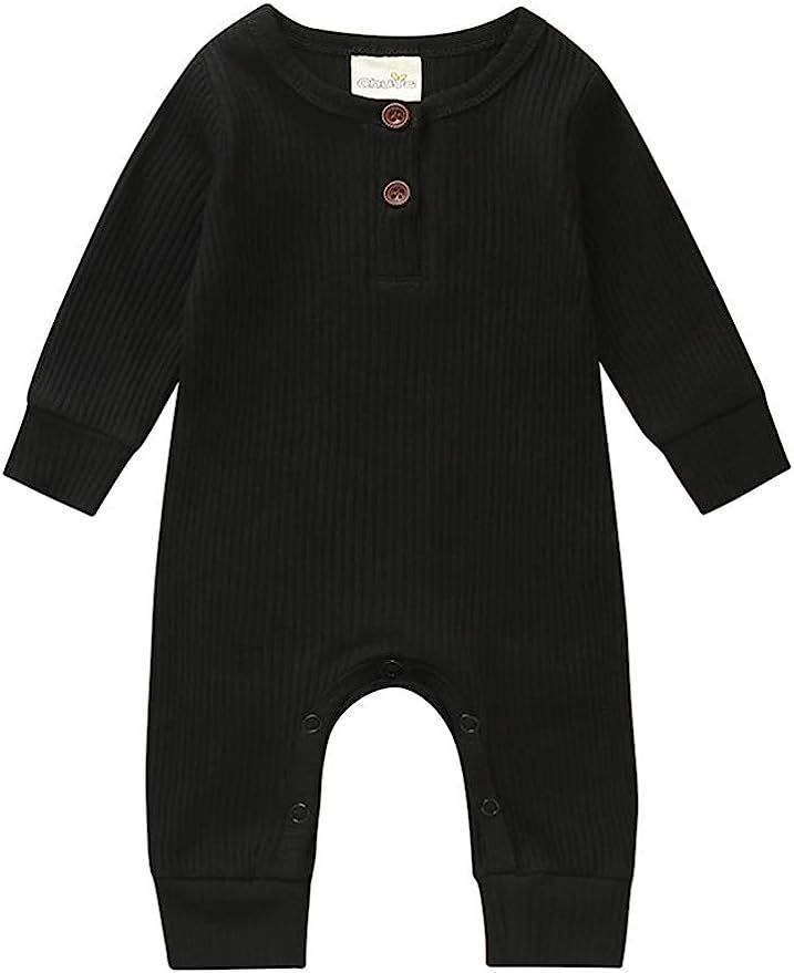 Kislio Newborn Unisex Baby Boys Girls Romper Solid Color Long Sleeve Jumpsuit Clothes | Amazon (US)
