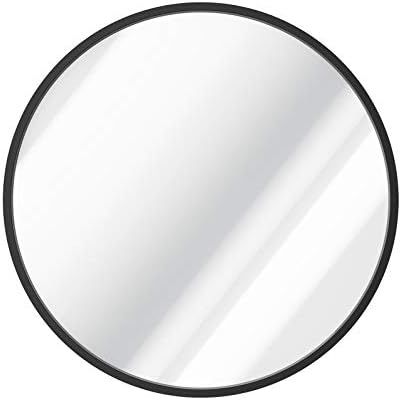 USHOWER 30-Inch Black Round Wall Mirror, Large Metal Frame Decor Mirror for Bathroom, Entryway, V... | Amazon (US)