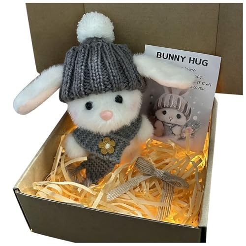 Mini Bunny Stuffed Animal, Handmade with Gift Card, 6" Soft Rabbit in Gift Box, Easter Basket Stuffer for Women, Valentine Birthday Figurine Present (Dark Gray) | Amazon (US)