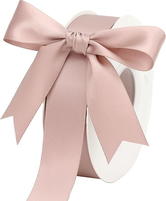 DINDOSAL Dusty Rose Ribbon 1 Inch Double Face Dusty Pink Satin Ribbon for Wedding, Bridal Bouquet... | Amazon (US)