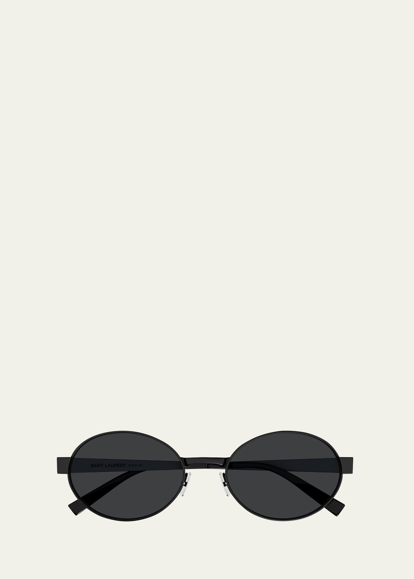 Saint Laurent Logo Metal Oval Sunglasses | Bergdorf Goodman