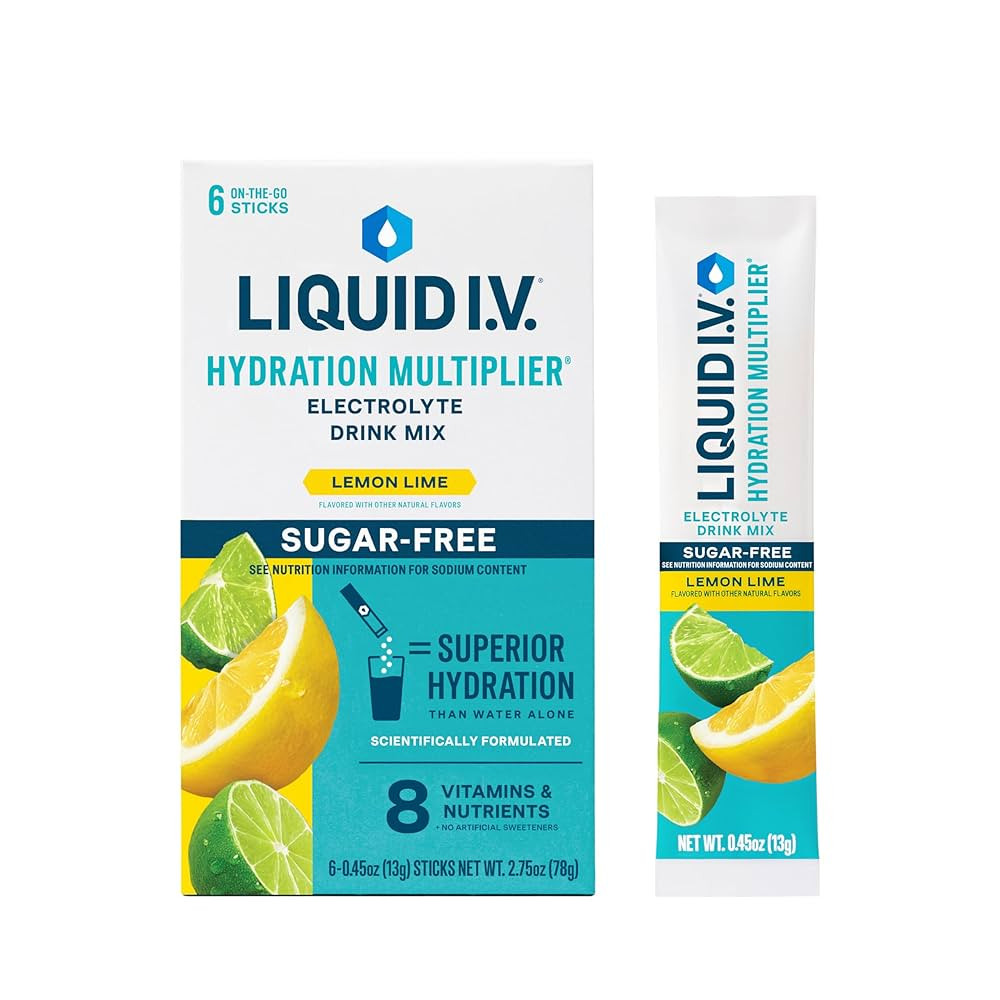 Liquid I.V., Sugar-Free Hydration Multiplier Drink Mix - Lemon Lime, 6 Count | Amazon (US)