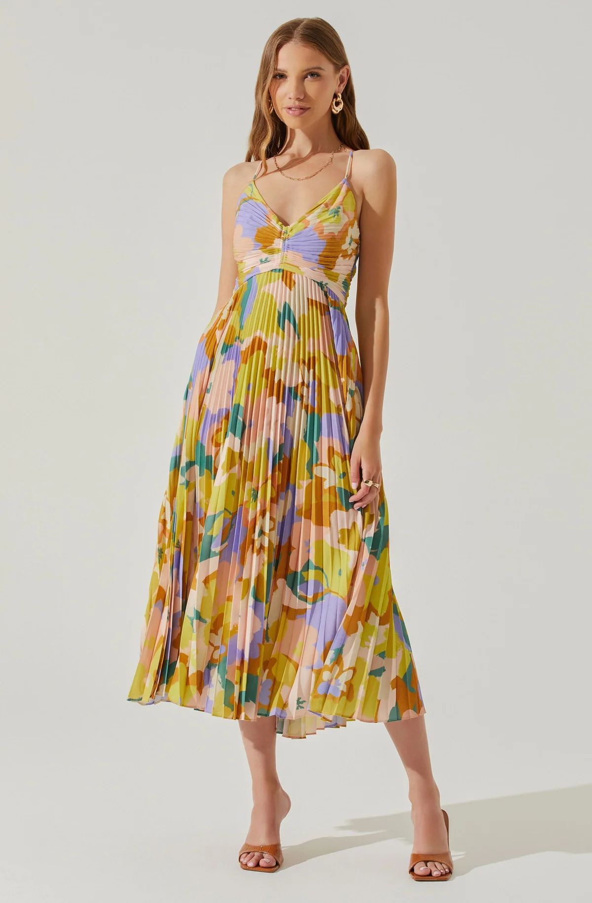 Blythe Floral Plisse Midi Dress | ASTR The Label (US)