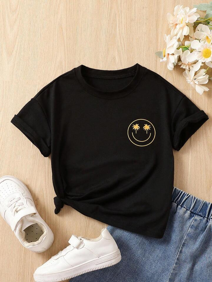 SHEIN Young Girl Floral & Slogan Graphic Tee | SHEIN