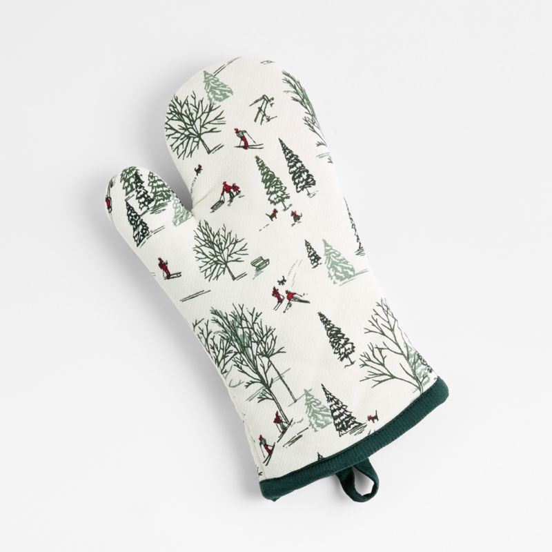 Winter Joy Organic Cotton Oven Mitt | Crate & Barrel | Crate & Barrel