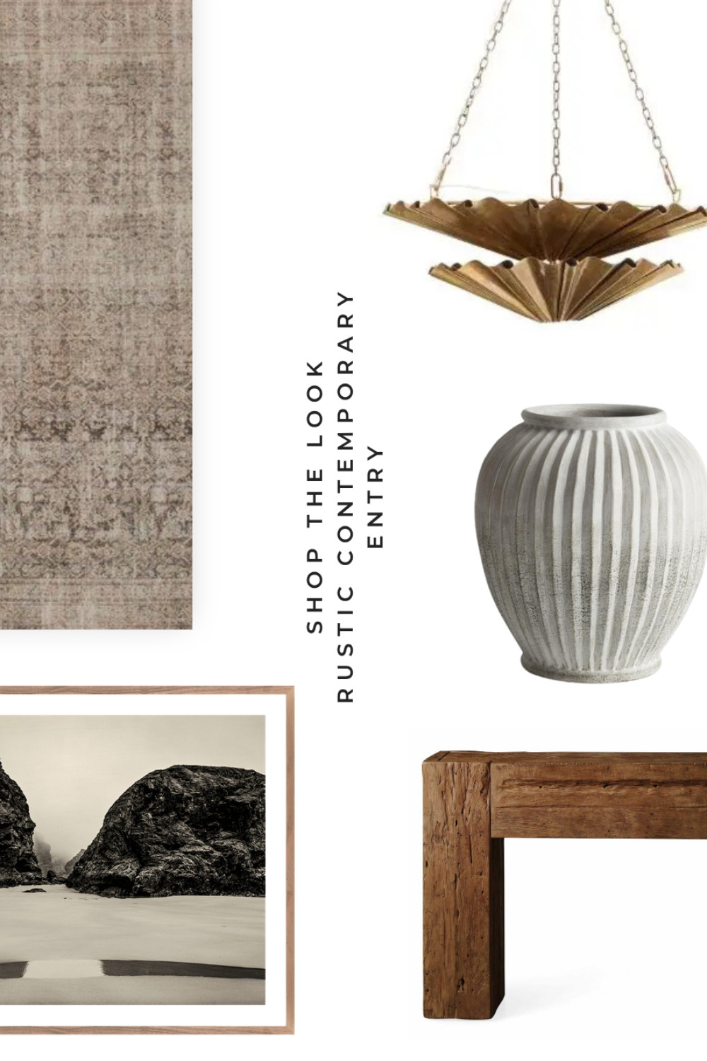 Create a welcoming entryway with warm wood, organic texture, sculptural lighting, black accents, and collected artwork. This rustic contemporary entry blends relaxed, natural materials with clean-lined pieces for a look that feels refined, grounded, and inviting. Shop the look and explore more from Project Rustic Contemporary on the blog. 

 #LTKHome