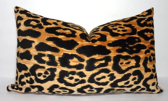 Braemore Jamil Velvet Cheetah Animal Print Pillow Cover Velvet Black & Tan Lumbar Pillow Cover Leopa | Etsy (US)