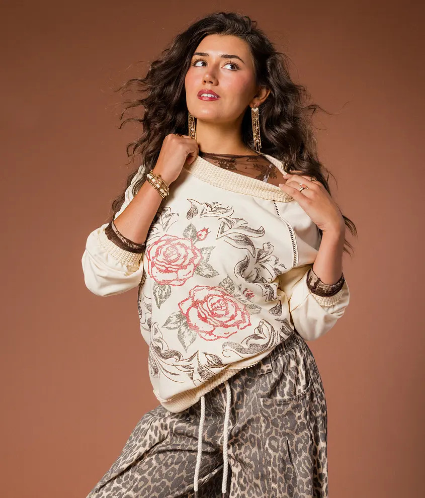 Floral Embroidered Pullover | Buckle