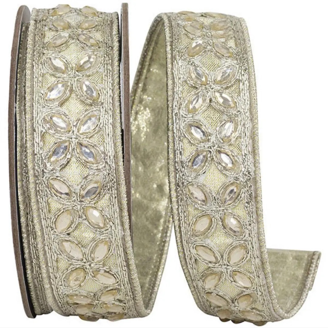 1-1/2 Inch Jewel Metallic Platinum Ribbon Wired - 5 Yards - Etsy | Etsy (US)