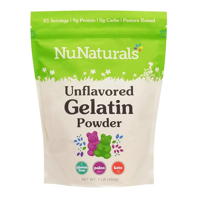 NuNaturals Unflavored Beef Gelatin Powder, Instantly Thickens, Stabilizes, and Texturizes, 1 lb | Amazon (US)