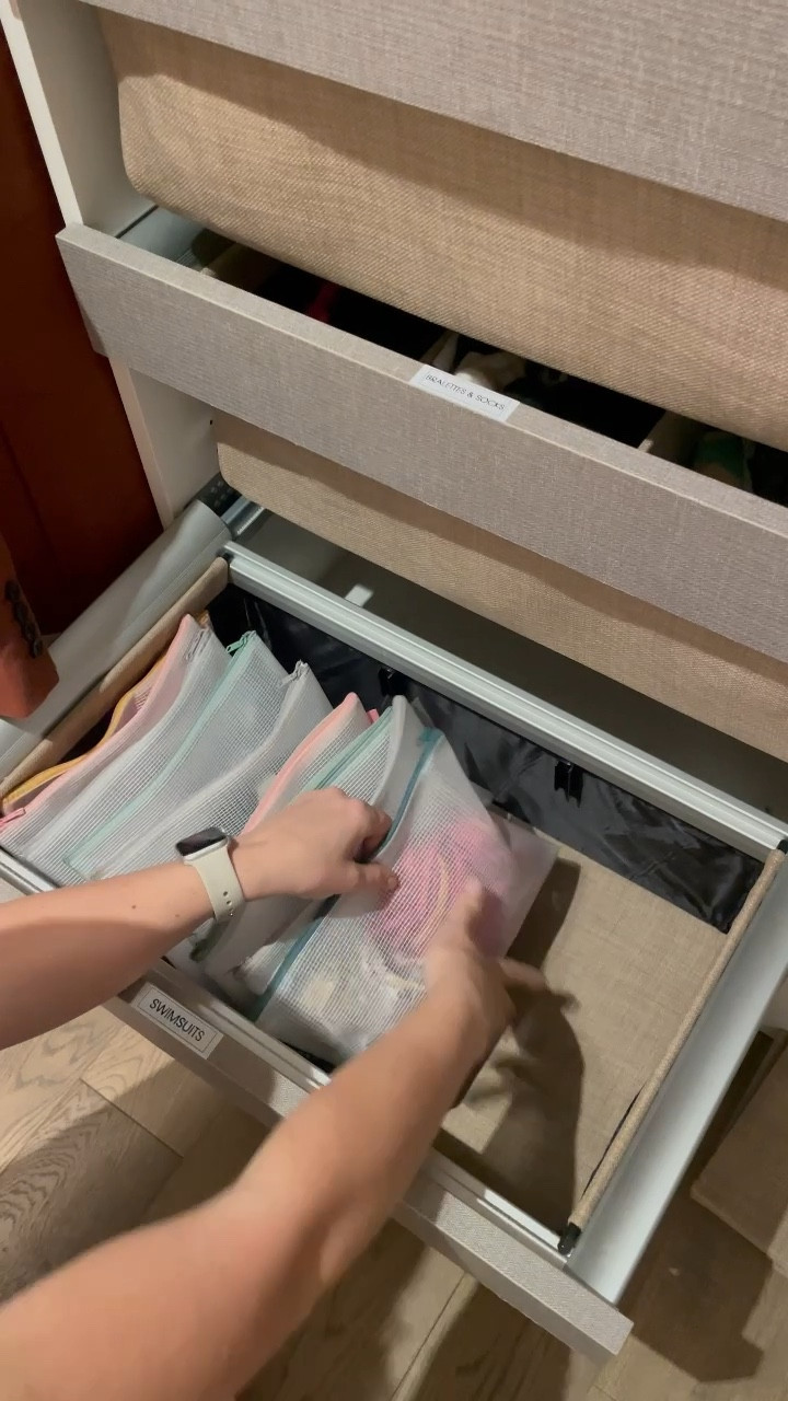 Use pouches for swimsuit storage! They keep each suit together and keep them from getting lost in the drawer!

#LTKStyleTip #LTKSwim #LTKHome