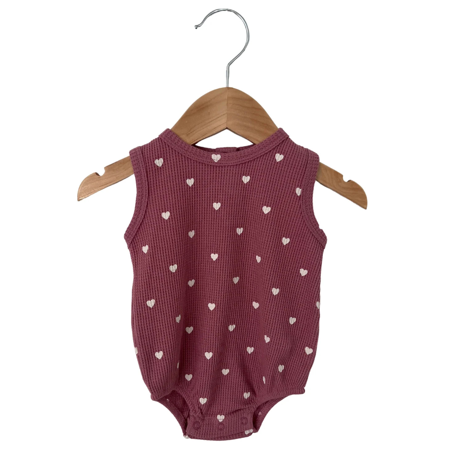 Organic Waffle Bubble Romper, Mauve Heart | SpearmintLOVE