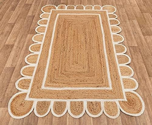 Natural Jute Scalloped Rug, Natural Jute Rug, Bohemian Scallop Rug, Boho Decor Rug, Area Rug, Han... | Amazon (US)