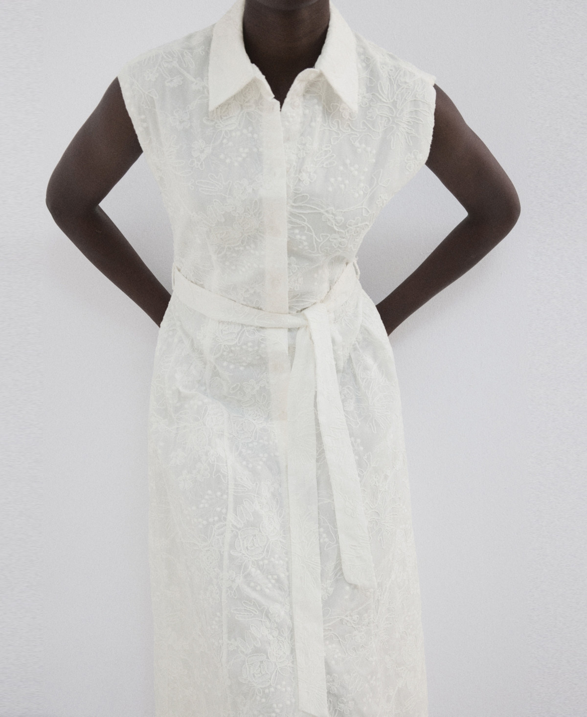 Mango Women's Embroidered Belt Dress - Ecru | Macy's