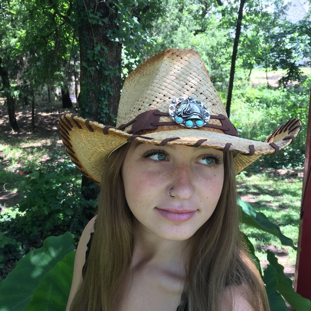 One of a Kind Designer Brown Antique Look Straw Cowboy Hat - Etsy | Etsy (US)