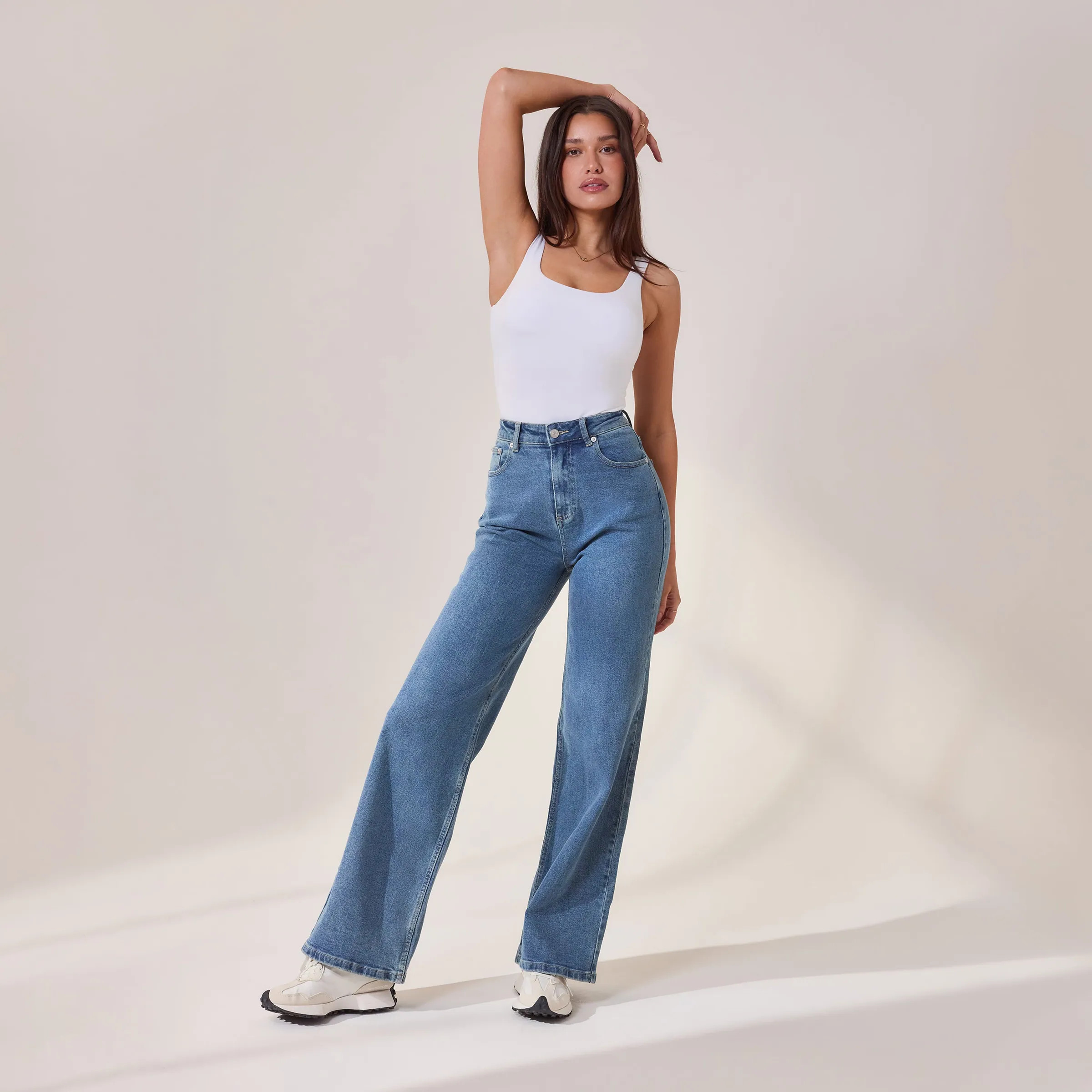 Wide Leg Jeans | Mid Blue | LOVALL