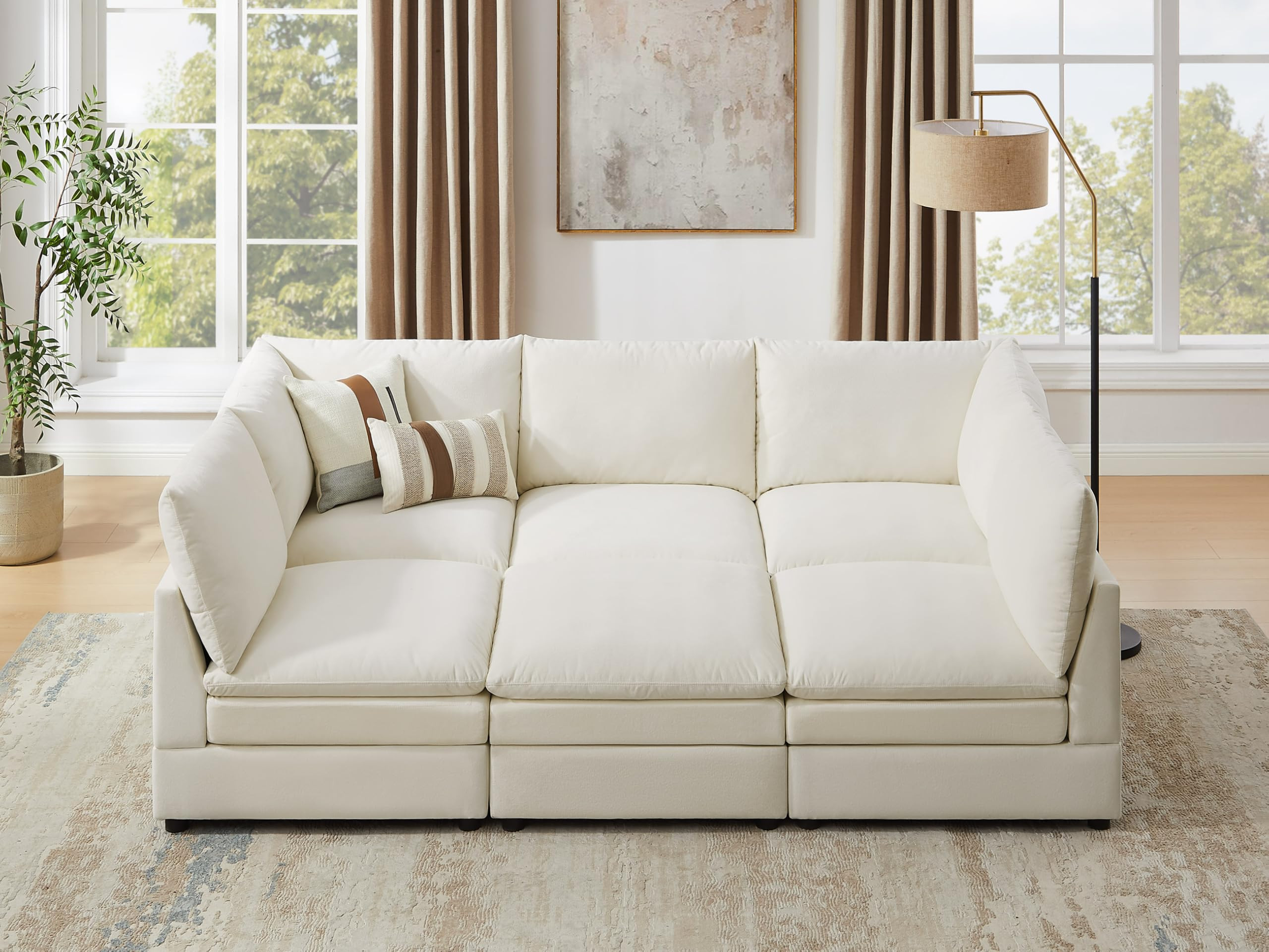98" Cloud Modular Sectional Sofa Couches for Living Room, Oversized Modern Sleeper Sofa with Deep... | Amazon (US)