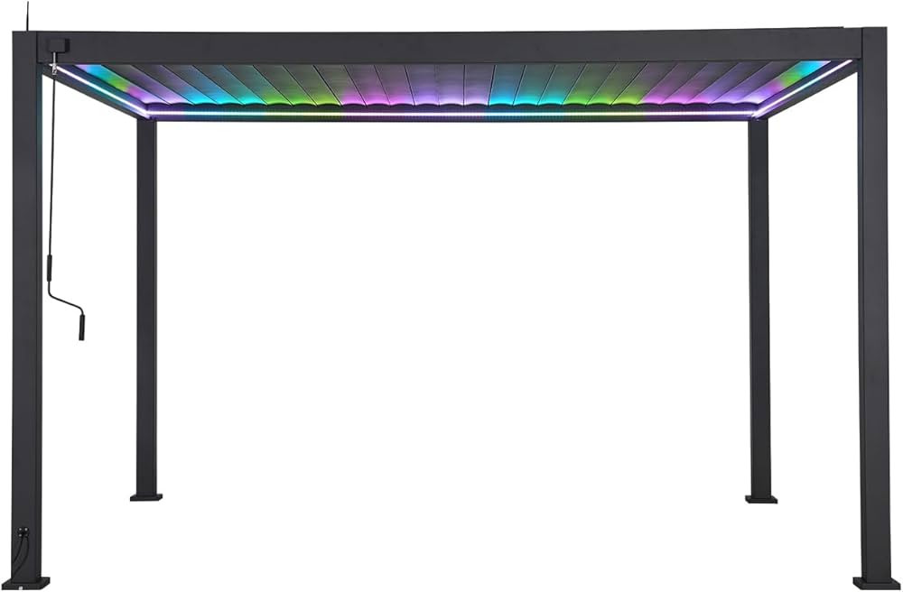 111S LED Louvered Pergola Gazebo, 10Ft x 13Ft, Integrated LED Strip Lights, Full Aluminum Frame, ... | Amazon (US)