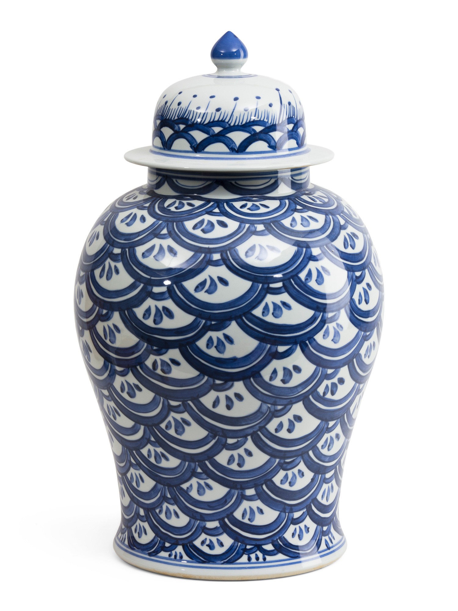 13x21 Porcelain Sea Wave Temple Jar With Lid | TJ Maxx