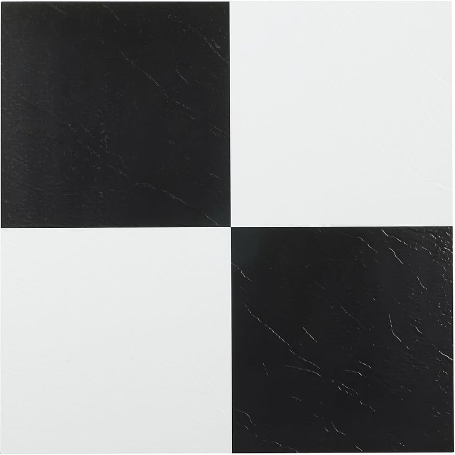 Nexus Self Adhesive 12-Inch Vinyl Floor Tiles, 20 Tiles - 12" x 12", Black & White Slate Pattern ... | Amazon (US)