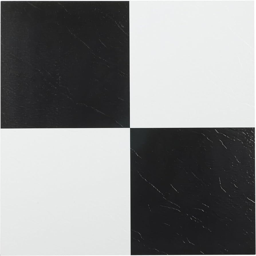 Nexus Self Adhesive 12-Inch Vinyl Floor Tiles, 20 Tiles - 12" x 12", Black & White Slate Pattern ... | Amazon (US)