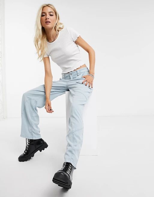 Only cropped ribbed t-shirt in white | ASOS (Global)